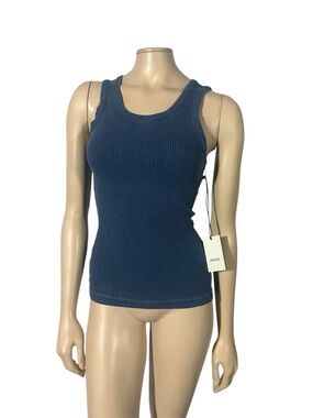Agolde Ribbed Scoop Tank Top - Denim Blue
